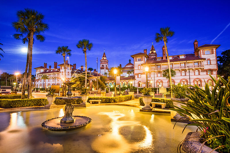 St. Augustine, Florida town square at twilight
